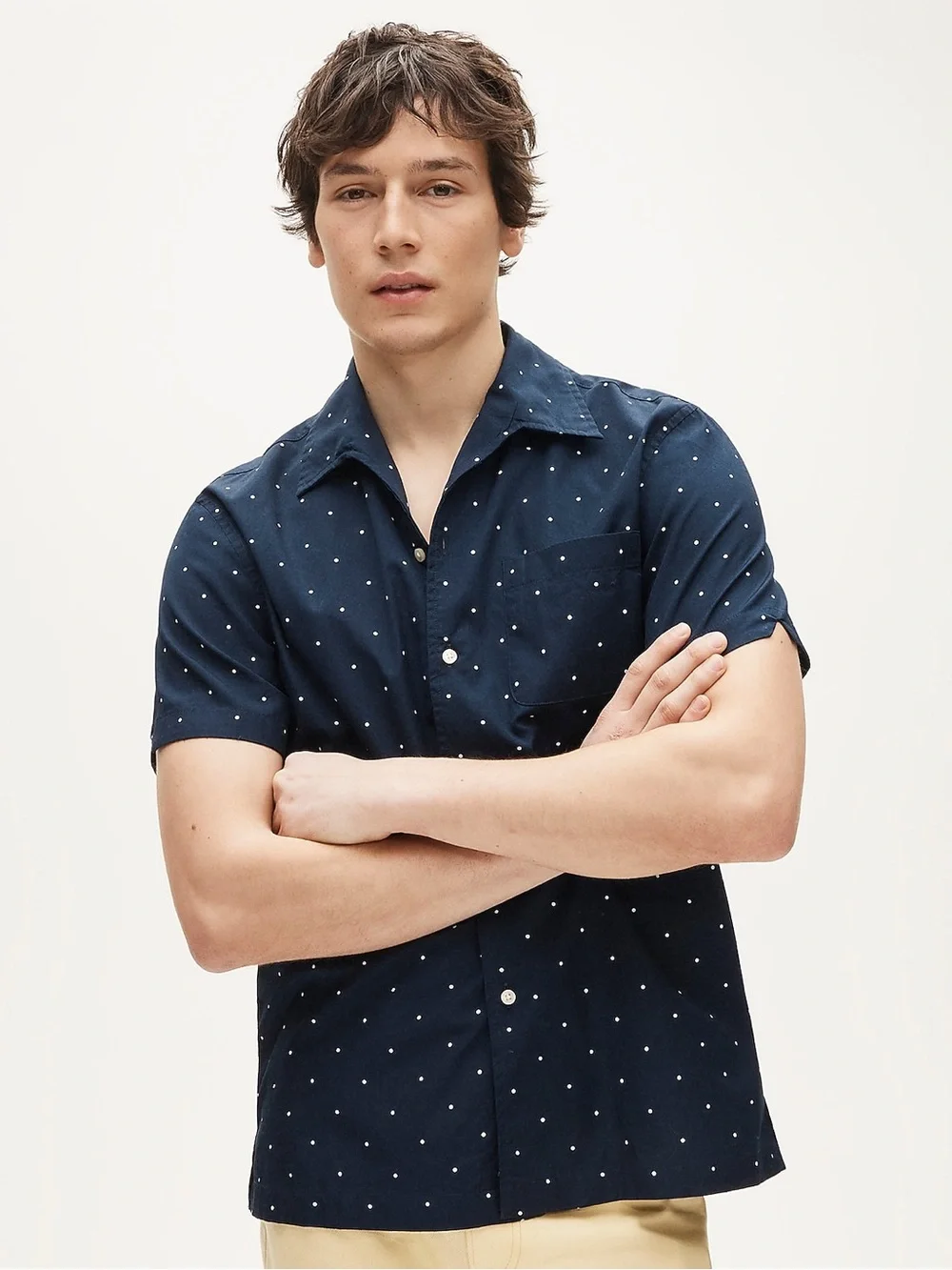 J crew Short-sleeve cotton poplin camp-collar shirt